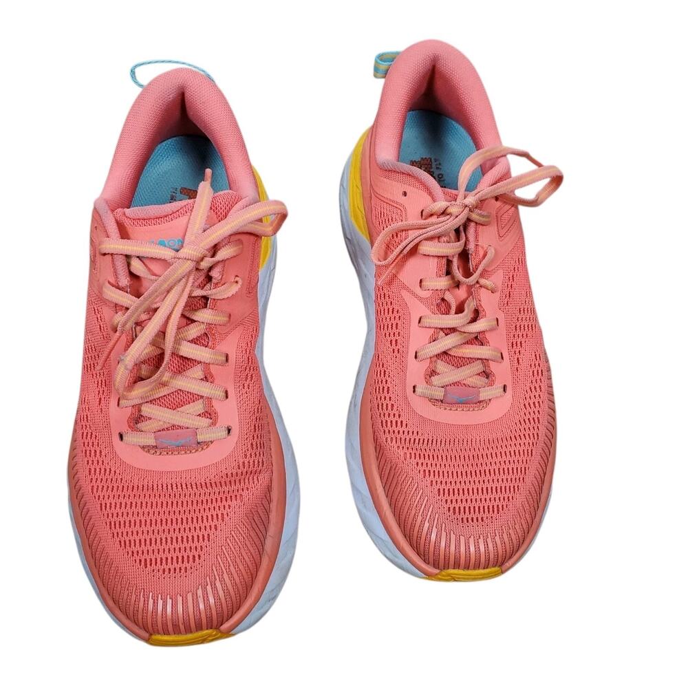 Hoka One One Bondi 7 Sneakers Shoes Womens Size 9 Orange Running Cushioned Walk - Picture 9 of 10